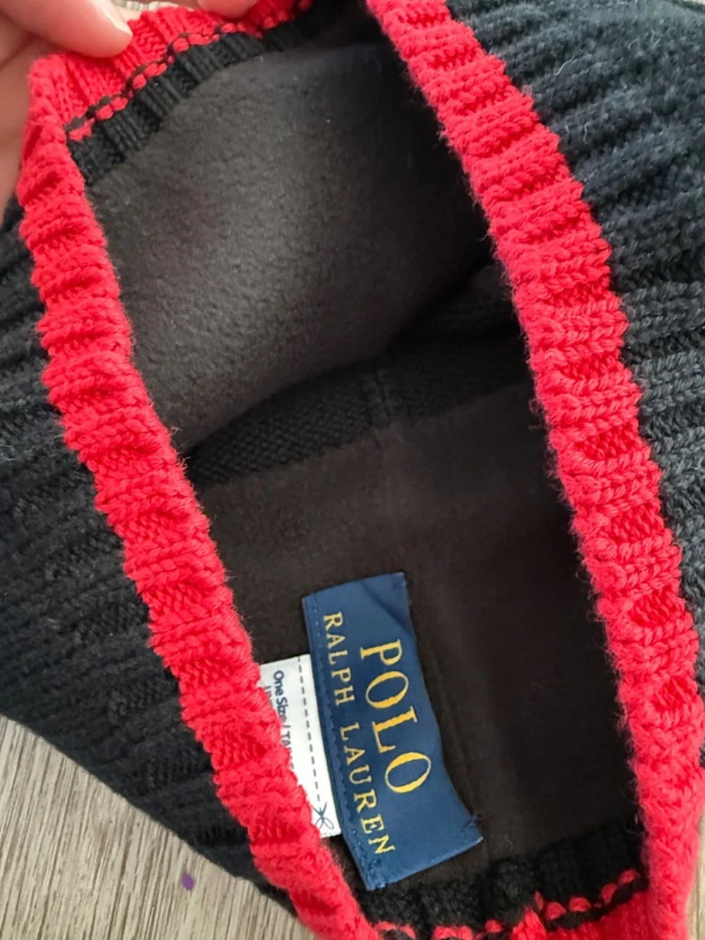 Polo by Ralph Lauren black and red Hat and Scarf Set Big Bear Ski size 8-20 kid